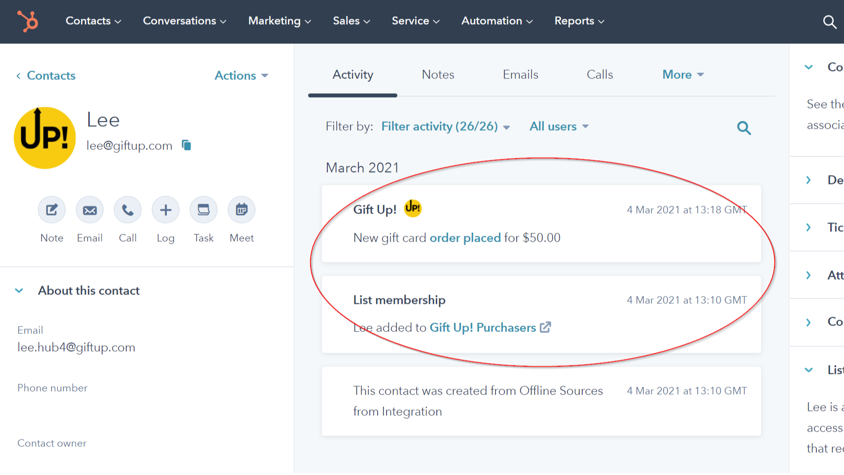 Trigger workflows when a gift card is purchased